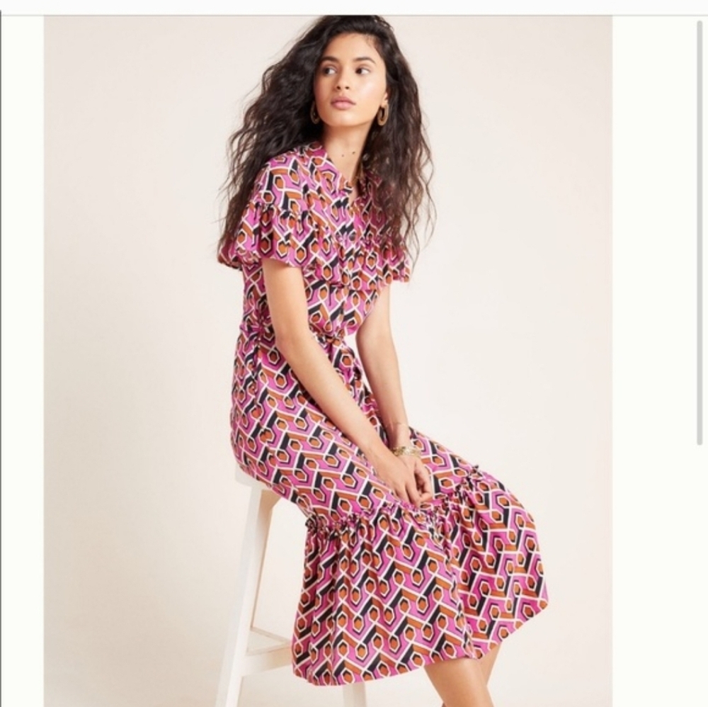 Corey Lynn Calter Pink Geometric Midi Dress Size Small